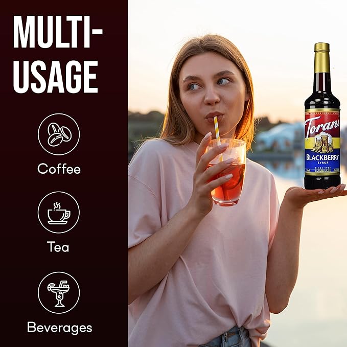 Sugar Free Coffee Syrup 25.4 Ounces Coffee Flavoring Syrup - Caramel, Vanilla, Chocolate, Hazelnut, Peppermint Syrups with Jimoco Syrup Dispenser (Blackberry)