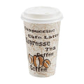 Amazon Basics To Go Hot Paper Coffee Cups with Lids, 16 oz, Café Design, Disposable, 100-Count