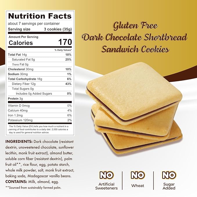 ChocZero Chocolate Cookies, Dark Chocolate Jolies, Gluten Free, No Added Sugar, 20 Crispy Chocolate Filled Keto Cookies Per Box, 8 Ounce (Pack of 1)