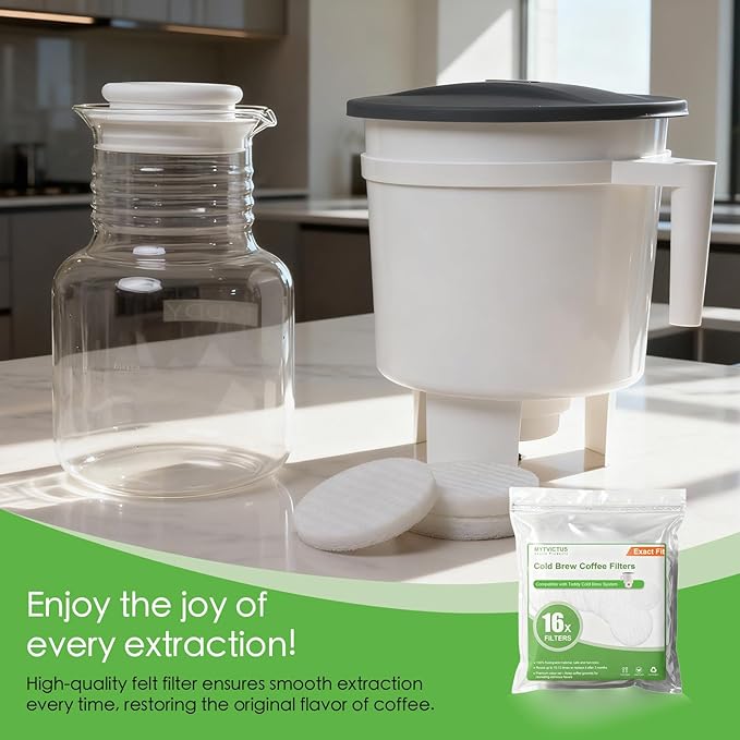 16 Pack Cold Brew Coffee Felt Filters for Toddy Cold Brew Coffee Maker - Replacement Cold Brew Filter Bags - Compatible with Toddy Cold Brew System