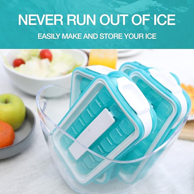 Ice Cube Tray with Lid - NO SPILL Innovative Patented Ice Tray for Freezer - NO TOUCH Silicone Ice Cube Tray for Freezer - This Ice Maker Makes 18 Cubes/Serv and 54/Day - Ice Cube Mold by ICEBREAKER