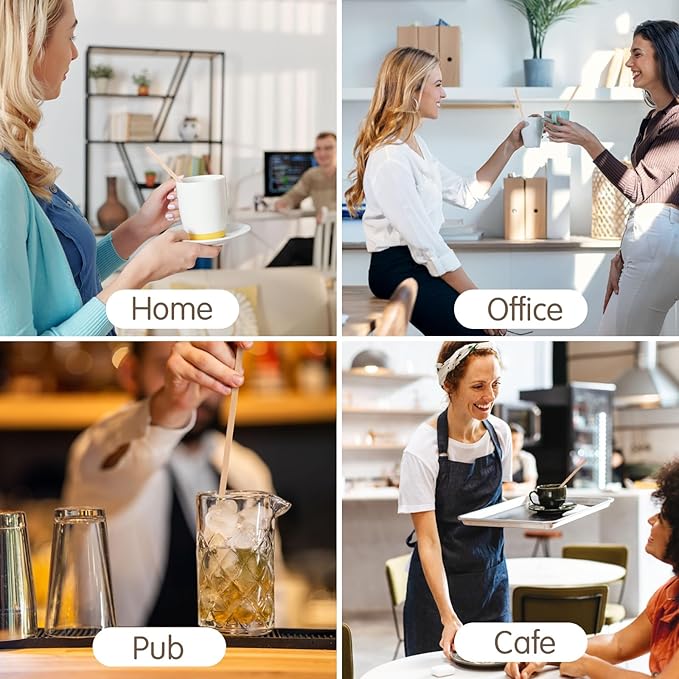 WISYOK 1000 PCS Coffee Stirrers, 5.5 Inch Premium Birch Wood Sticks, Smooth Round Ends, Splinter-Free Disposable Stir Sticks for Coffee, Cocktails, Office, Home, Coffee Bars