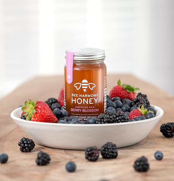Bee Harmony Berry Blossom American Raw Honey, 12 OZ Each, Pack of 2