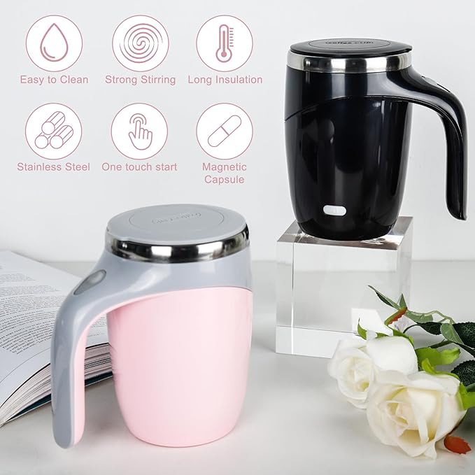 Self Stirring Coffee Mug, Auto Stirring Coffee Mug Rechargeable Self Mixing Coffee Cup for Coffee, Tea and Milk - 2 Pack (Model Combo 2)