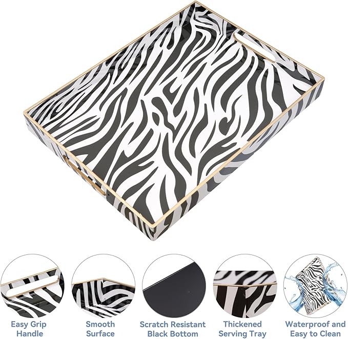 Coffee Table Tray, Serving Trays with Handles, Large Tray for Ottoman Coffee Table, Trays for Living Room Modern