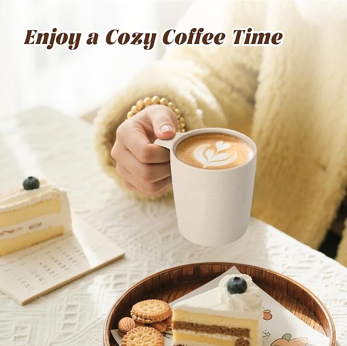 Homienly Wheat Straw Coffee Mugs, Alternative to Plastic Coffee Cups, Set of 6, Unbreakable Camping Coffee Mugs, 16 OZ Cups for Tea, Coffee, Milk, Dishwasher and Microwave Safe Kids Mug, Multi