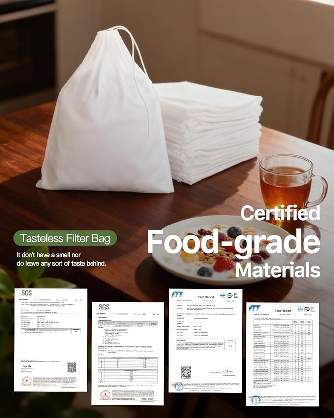 Grasseed Cold Brew Filter Bags for Toddy & OXO Coffee Makers, Cold Brew Bag with Drawstring for Pitchers and Mason Jars, 12" x 12", 100Pack