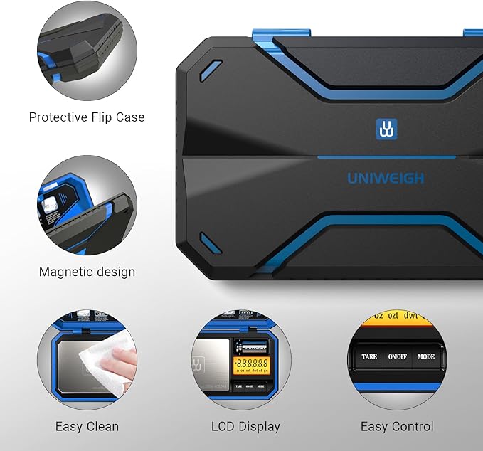 Digital Pocket Scale 200g/0.01g, Digital Gram Scale, Mini Jewelry Scales Digital Weight Grams with 50g Cal Weights for Food,Jewelry,Coins,Small Items,Coffee (Battery Included)-Blue