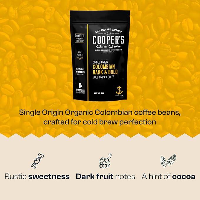 Cold Brew Coffee Colombian Reserve Single Origin Coarsely Ground Coffee - 2 lb. Bag - Dark Roast