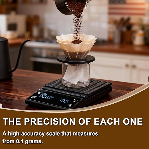 Coffee Scale Kitchen 3kg/0.1g Precision Food Scale,Units Conversion,for Coffee Prep,Perfect for Home Coffee Lovers Rechargeable Black