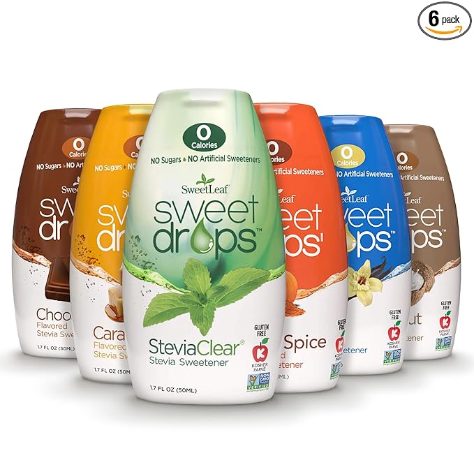 SweetLeaf Sweet Drops - Flavored Stevia Liquid Sweetener, Stevia Extract, Zero Calories, Gluten Free, Keto Friendly, Non GMO, Natural Flavor, Sugar Alternative - Variety Pack, 1.7 Fl Oz (Pack of 6)