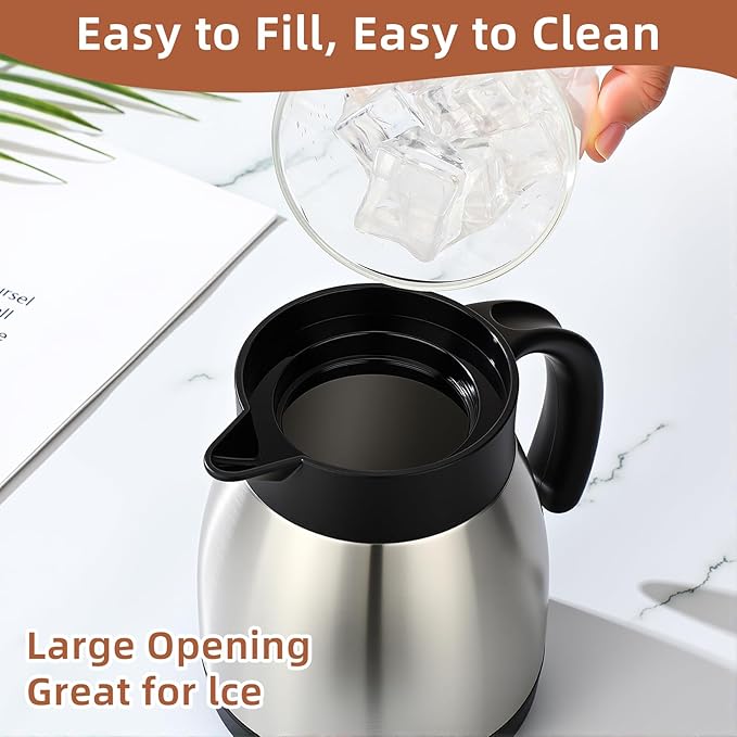 Norme 2 Pcs Thermal Coffee Carafe Insulated Stainless Steel Coffee Carafe for Hot Liquid Vacuum Thermal Pot Creamer Pitcher Dispenser with Brushes Keeping Hot Water Milk(Silver,17 oz)