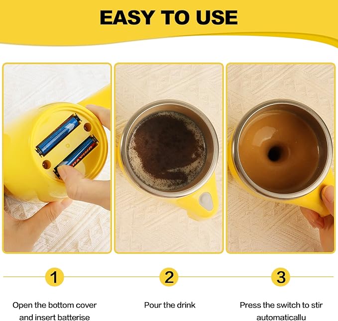 Automatic Magnetic Stirring Coffee Mug, Rotating Home Office Travel Mixing Cup，Funny Electric Stainless Steel Self Mixing Coffee Tumbler, Suitable for Coffee, Milk, Cocoa and Other Beverages