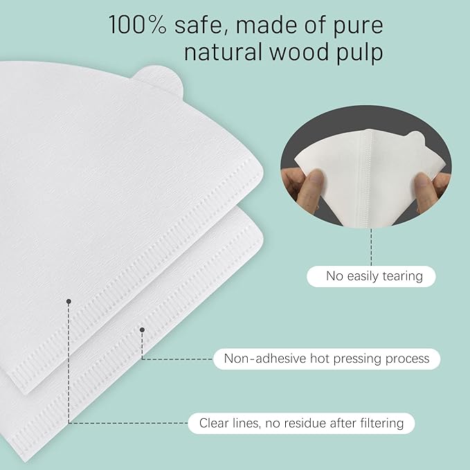Niveaya 200 Count Coffee Filters - Size 02, Natural Paper Coffee Filter, No Blowout, Disposable for Pour Over and Drip Coffee Maker (2-4 Cup)