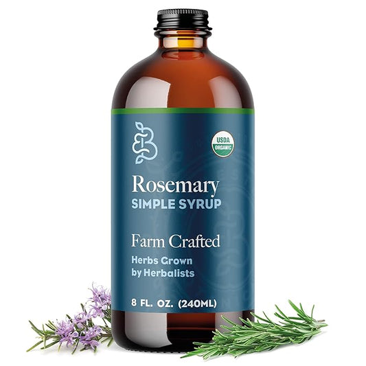 Bluestem Botanicals Organic Rosemary Simple Syrup, 8 oz, Cocktail and Mocktail Mixer for Drinks, Non-Alcoholic