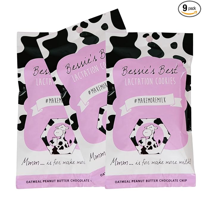 Bessie’s Best Lactation Cookies | Lactation Support | Oatmeal Peanut Butter Chocolate Chip | Increase Milk Supply | Breastmilk Boosting Cookies | Breastfeeding Snacks | 9 Count