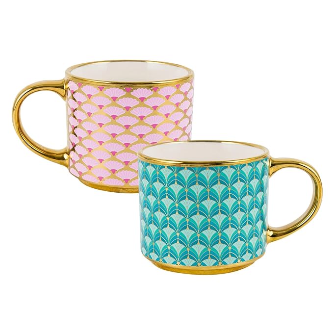 Coffee Tea Cocoa Indulgence Gift Set – Coffee, Tea, Cocoa & Stroopwafel in Turquoise Cup with Spoon – Comfort, Get Well, Birthday or Thinking of You Gift for Women (Hug In A Mug - Pink)