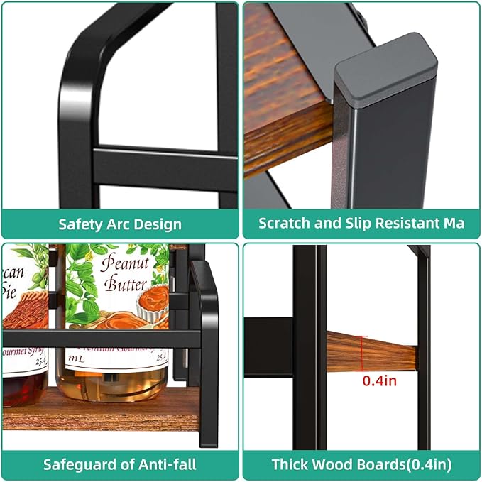 Coffee Syrup Organizer, 3-Tier Syrup Rack 12 Bottles Capacity, Coffee Syrup Rack Free-Installation(Magnetic Connection), Spice Rack for Countertop, Bar, Kitchen