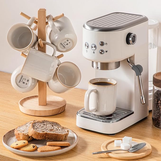 vancasso Coffee Mugs Set of 6, 12 Oz Ceramic Coffee Cups with Handle, Ceramic Unique Glaze Coffee Cup for Cappuccino, Latte, Tea, Cocoa, Dishwasher & Microwave Safe Gift Sets, Beige, Series PLAYA