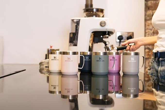 Stanley Stay-Hot Camp Mug 12 oz & 24 oz | Press Fit Drink Through Lid | Cup for Coffee, Tea and Drinks | Insulated Stainless Steel Coffee Mug | BPA-Free