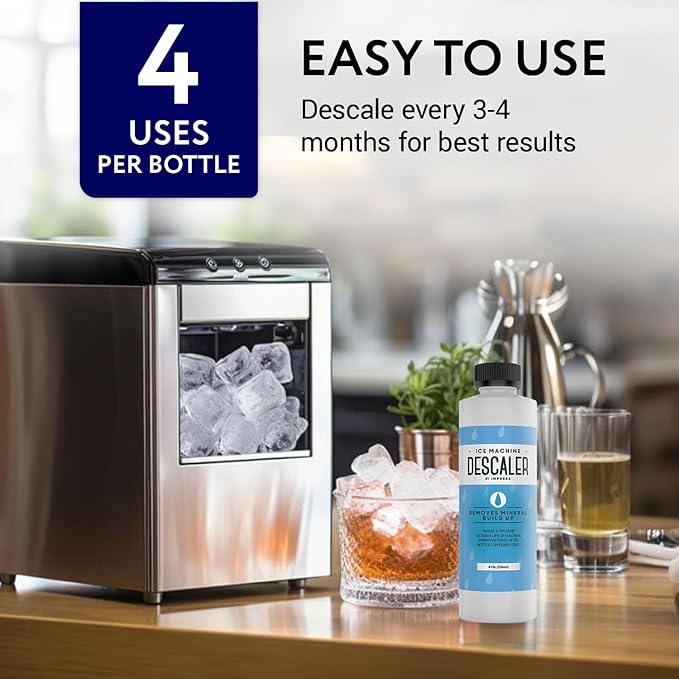 IMPRESA Ice Maker Cleaner & Descaler - 8 Fl Oz Scale Removal Liquid Descaler - Nickel-Safe Ice Machine Cleaner - Compatible with Scotsman, Manitowoc & More