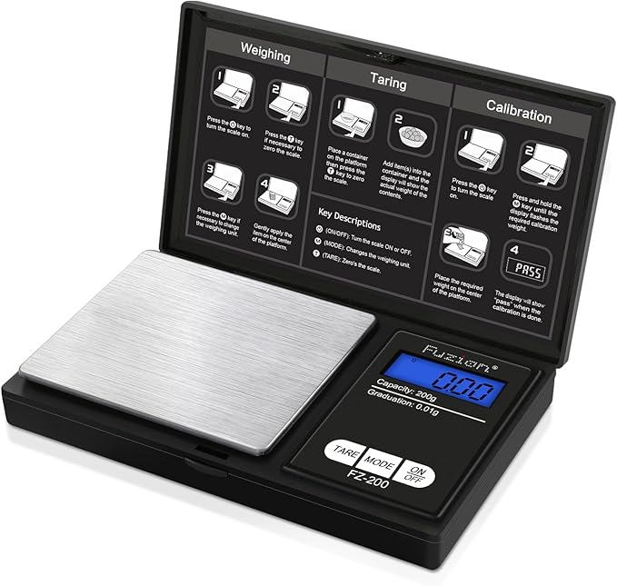 Fuzion Digital Pocket Scale, 200g/0.01g Gram Scale, Mini Scale Grams, Small Digital Scale, Small Food Scale, Jewelry Scale, Precision Scale with Tare, LCD