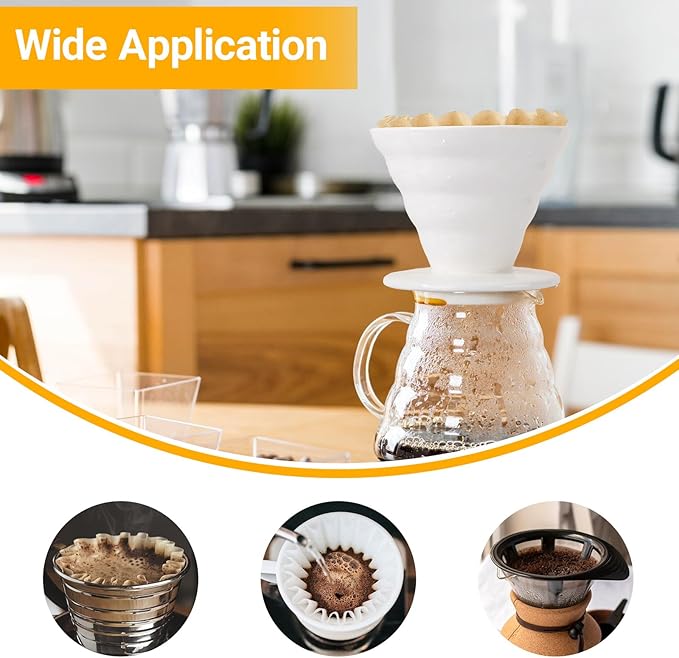 Segarty Unbleached Paper Disposable Coffee Filters, 50 Count Size 1-2 Cup Natural Basket Paper Pour Over Maker Basket Dripper for Home and Office, Small Coffee Bar Accessories for Most Brewer Machines