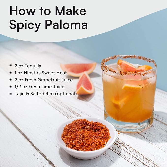 HipStirs Sweet Heat Jalapeño Simple Syrup - Spicy Cocktail Mixer for Margaritas, Palomas & More - Our Jalapeño Infused Spicy Syrup for Cocktails is Non-GMO, Gluten Free & Vegan (8 FL Oz)