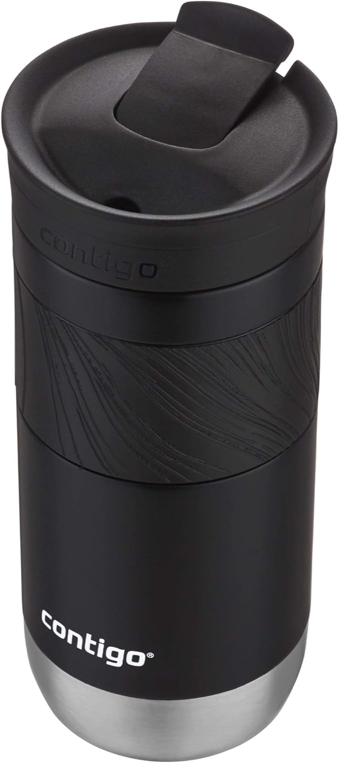 Contigo Byron Vacuum-Insulated Stainless Steel Travel Mug with Leak-Proof Lid Reusable Coffee Mug or Water Bottle BPA-Free 16oz Licorice Keeps Beverages Hot for 6 Hours or Cold for 12 Hours