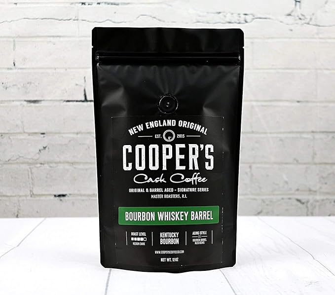 Bourbon Whiskey Barrel Aged Coffee - Ground Grade 1 Colombian Coffee Beans Aged in Kentucky Bourbon Whiskey Barrels - 2lb Bags