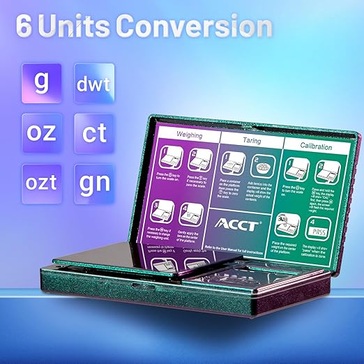 Digital Pocket Scale, 500g by 0.01g, Precision Gram Scale with Tare Scale Feature, 6 Units, Small Ounce Scale for Jewelry, Powder, Coins, Herb, Mini Scale with Battery