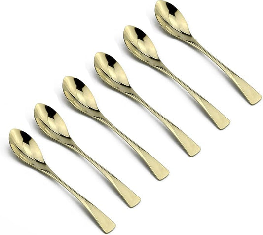 8 Inches 18/10 Stainless Steel Dessert Spoon, Mirror Finished Champagne Gold, Set of 6