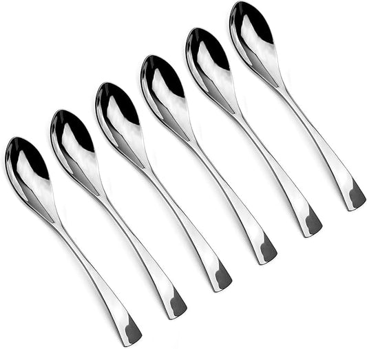 8 Inches 18/10 Stainless Steel Dessert Spoon, Mirror Finished Silver, Set of 6