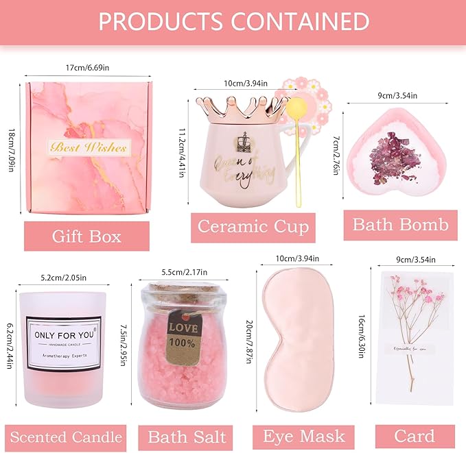 Unique 30th 40th 50th 60th 70th Happy Birthday Gifts for Women Best Friend Sister Grandma and Mom Funny Retirement Gift for Woman Her Pink Get Well Soon Gifts Basket Birthday Present