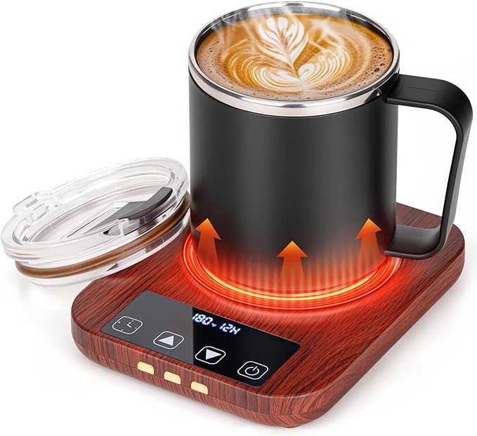 Mug Warmer, Cup Warmer for Desk with 15oz Coffee Mug, 36W Electric Coffee Cup Warmer with Auto Shut Off, 9 Temperature Setting Smart Cup Warmer for Heating Coffee, Milk, Beverage, Candle Jar