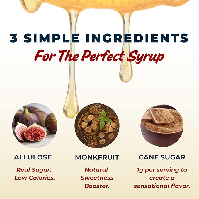 Dolcezza Allulose Simple Syrup, All Natural Low Sugar Sweetener for Coffee, Baking, and Drinks. Keto Friendly Monkfruit Blend. No Stevia or Artificial Sweeteners. No Aftertaste. 12 fl oz
