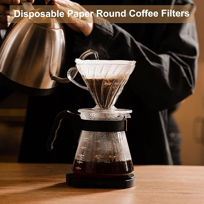 uxcell 200 Count 4 Cone Coffee Filters, Size 102 Disposable Paper Percolator Coffee Filters Natural Unbleached Wood Fiber,Suitable for Pour Over Coffee Filter Drip Coffee Maker Brown