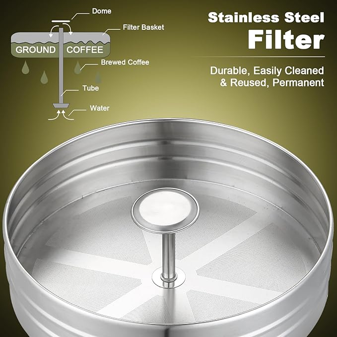 Coffee Percolator Large Coffee Maker 155 Cups Commercial Coffee Urn Electric Industrial Coffee Maker Hot Water Dispenser Tea Maker Machine for Catering, Church, Restaurant Dual Layer Stainless Steel