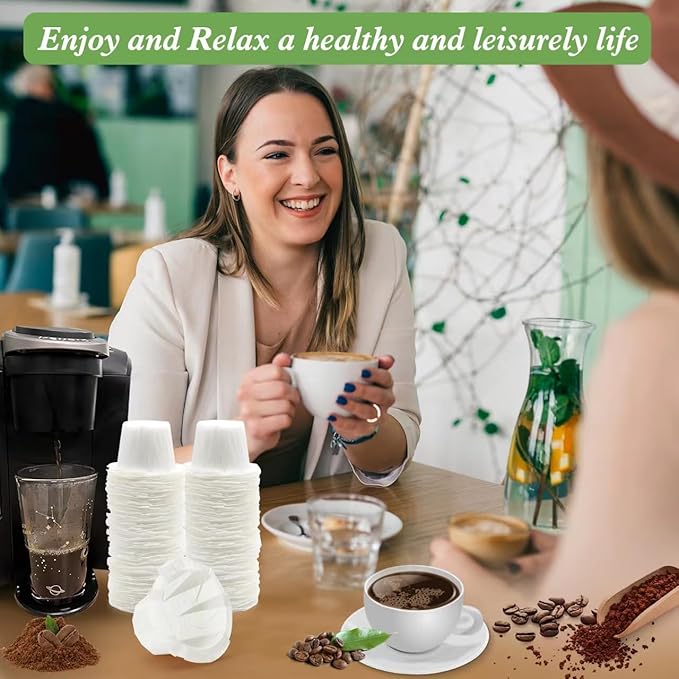 Aussen Disposable Coffee Paper Filters Replacement Kerig Filter Fit All Keurig Single Serve Filter Brands Compatible with Reusable Single Serve Pods Keurig Coffee Maker (White, 300pcs)