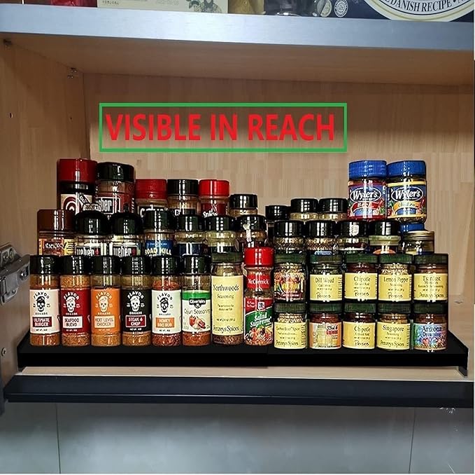 Spice Rack Organizer for Cabinet, 3 Tier Expandable Spices Storage, Great for Kitchen Cabinets, Cupboard,Pantry and Countertop More(Gun-Gray, 2 PACKS/GUN-GRAY)