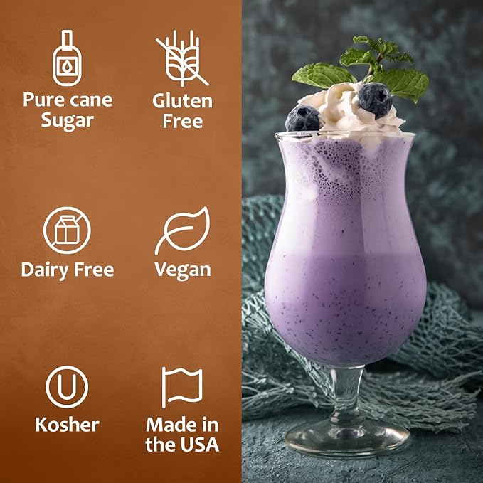 Syruvia BLUNILLA Coffee Syrup Vanilla Blueberry - 25.4 fl oz - Kosher Syrups, Gluten Free With Pump