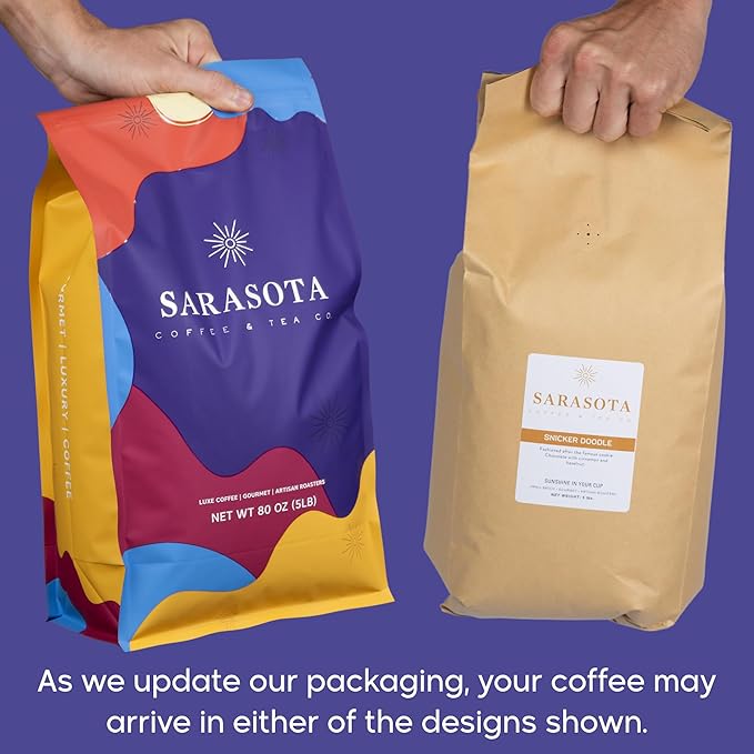 Sarasota Coffee Whole Bean Snickerdoodle Sugar Cookie | Medium Roast Gourmet Flavored Coffee Beans | Low Acid, Mold Free, Specialty Grade Bulk Coffee Beans | 5lb (80 oz)
