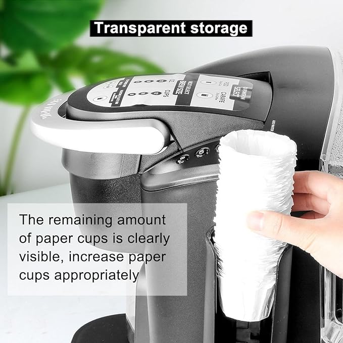 Paper Filter Holder for K CUP, Visual Window Design Black Coffee Filter Storage with Flip Cover, Coffee Paper Filter Cup Holder