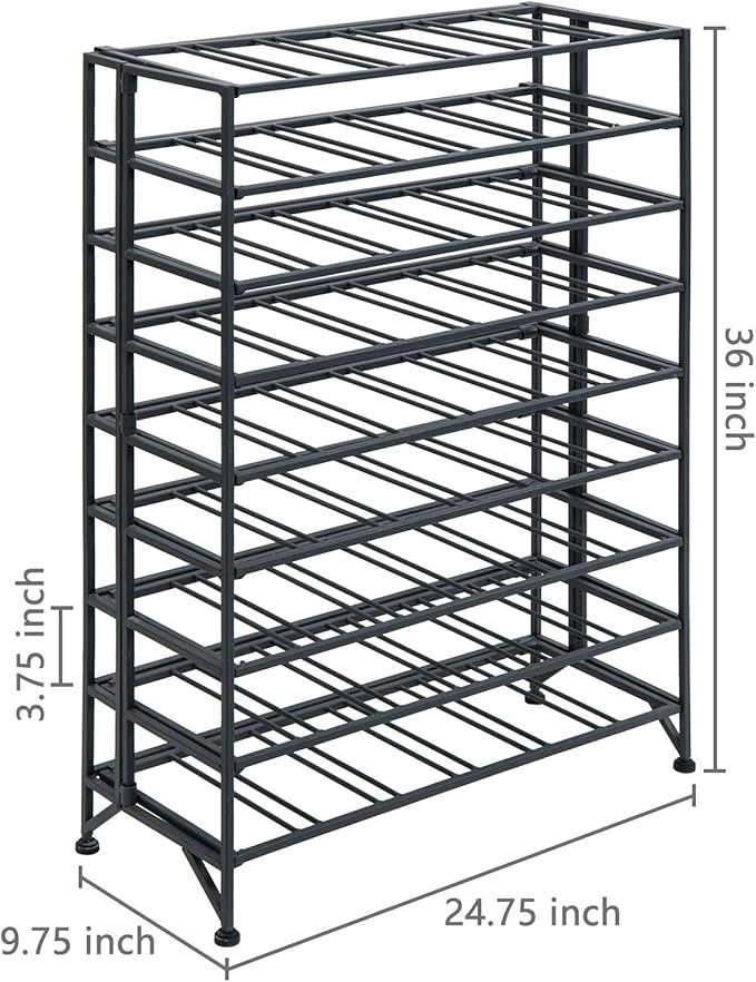 MyGift Gray Metal Wine Rack Freestanding Floor Stand, 9 Tier Wine Bottle Shelf - Holds up to 54 Bottles
