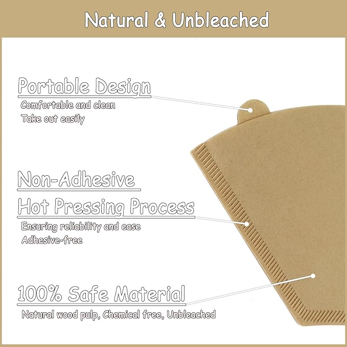 100 Count Coffee Filter #2, Coffee Filters 2-6 Cups Cone Unbleached Disposable Coffee Filters 02 Cone Paper Fits for Ninja, Drip and Pour Over Coffee Maker