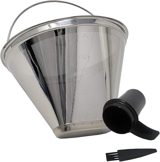 GOLDTONE Stainless Steel Coffee Filter - No.4 Cone Style Permanent Metal Reusable Coffee Filter for Cuisinart Coffee Makers - Includes Scoop and Brush