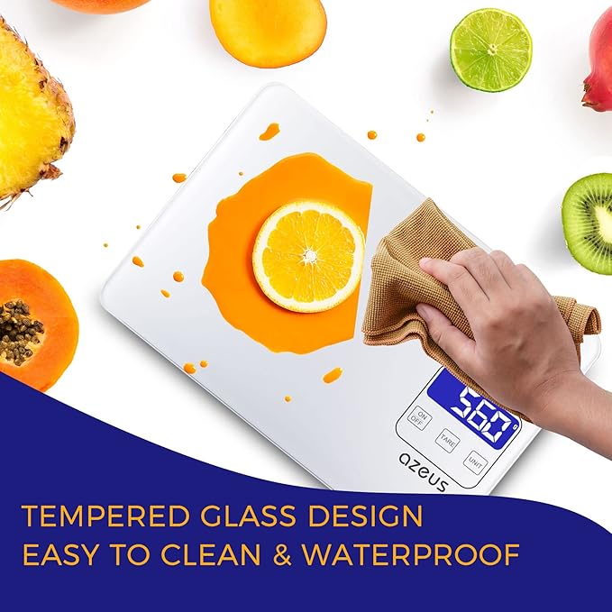 Food Scale with USB Rechargeable, Digital Kitchen Scale with 6 Units, High Precision to 0.04 oz /11lbs Capacity, Weight Range from 3g-5000g