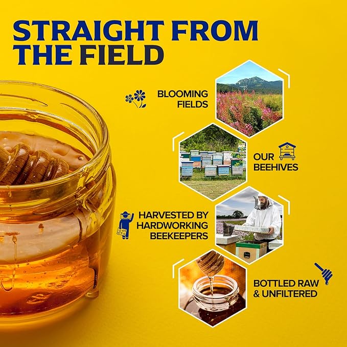 Fischer's 100% Pure, Raw & Unfiltered Honey, 40 oz – USA Made Honey – All-Natural Sweetener – Rich Flavor Profile, Packed with Nutrients