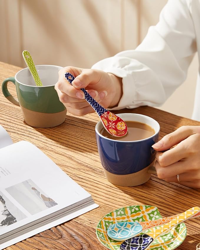 Ceramic Coffee Spoons, Colorful Teaspoons, Small Spoons for Espresso, Dessert, Tea, Stirring, Dishwasher & Microwave Safe, Assorted Colors, Set of 6
