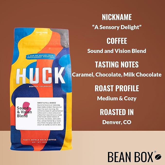 Bean Box Denver Coffee Sampler, 2-Pack - Roasted by Huckleberry Roasters, Gourmet Arabica Coffee, Variety Pack - Whole Bean